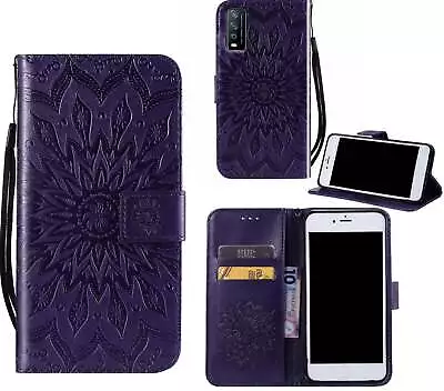 Vivo Y12s Pu Leather Wallet Case Embossed Sunflower Card Slot Magnet • $7.50