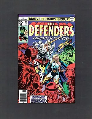 Defenders #50 Vs. The Zodiac Marvel Comics 1977 VF- Early Moon Knight + Hulk + • $29.09