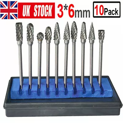 £9.98 • Buy 10*Burr Bit Rotary Tool Files Carbide Carving Engraving Cutter Grinding Wood Set