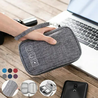 Travel Case Pouch Portable Earphone Cable USB Charger Tidy Organizer Storage Bag • £5.83