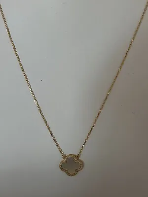 Rachel Zoe 18k Gold Plated Sterling Silver Mother Of Pearl  Pave Clover Necklace • $47.99