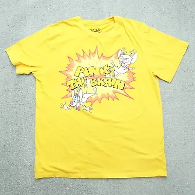 Warner Bros. T-Shirt Men's Size M Yellow Short Sleeve Pinky And The Brain Print • $9.44