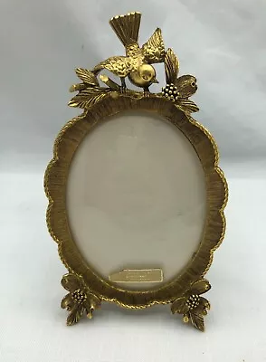 VINTAGE MATSON Vanity Ormolu Gold Plated Oval Bird Dogwood Photo Frame • $70