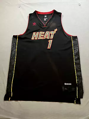 Limited Addition Miami Heat Bosh Adidas Jersey Adult 2XL Black Neon Limited Mens • $45.80