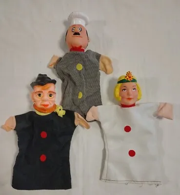 $25 • Buy Vintage Lot 3 Fairy Tale Hand Puppets Rubber Heads Mister Rogers Chef Princess