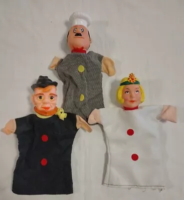 $25 • Buy Vintage Lot 3 Fairy Tale Hand Puppets Rubber Heads Mister Rogers Chef Princess