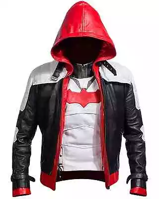 Men's Red Hood Arkham Knight Leather Jacket & Vest - Genuine Leather Jacket • $105.99