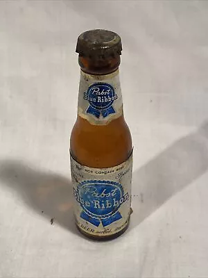 Pabst Blue Ribbon Mid-Century Mini Beer Bottle & Cap Vintage EMPTY Beer Bottle • $9.95