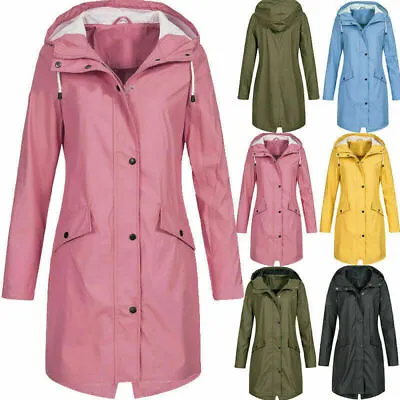 $32.48 • Buy Womens Waterproof Raincoat Ladies Outdoor Wind Rain Forest Jacket Coat Plus Size