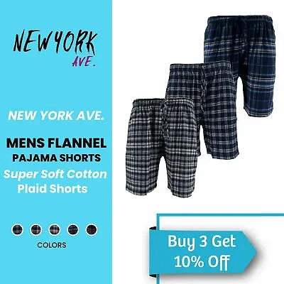 Men's Flannel Pajama Shorts Cotton Plaid Shorts Sleep Lounge Pockets Drawstrings • $11.95