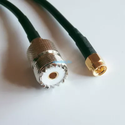 UHF SO239 Female SO-239 To SMA Male Plug Crimp RG58 RF Coax Cable Jumper Pigtail • $3.41