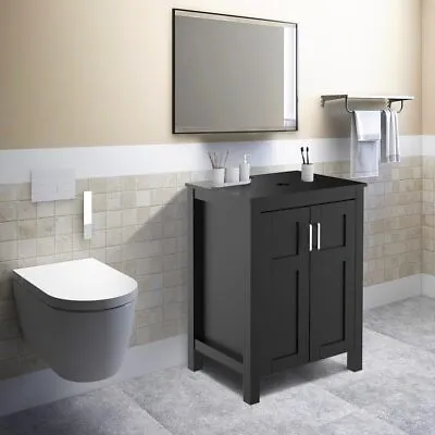24 Inch Bathroom Vanity Wood Cabinet Free Standing Large Storage Space Black New • $169.99