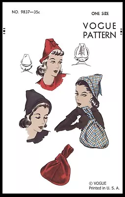 Vogue 9837 BERET Hat Cap & Bag Purse Fabric Sewing Pattern Chemo Cancer Alopecia • $5.49