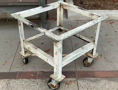 Rare Heavy Duty Square Metal Factory Cart Rolling Industrial Coffee Table Base? • $650