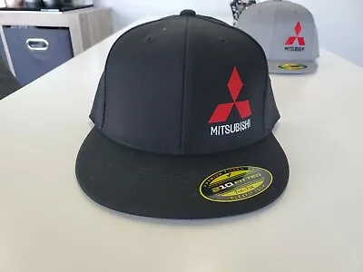 Mitsubishi Flexfit Hat Gray With Black Logo SM/MED Or L/XL MINI-TRUCKIN • $18