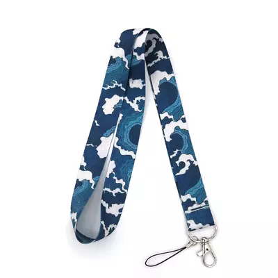 Hokusai Waves Great Wave Off Kanagawa Japan Art 17.7  Lanyard Keychain ID Holder • $15.99