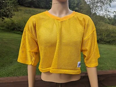 Vintage BIKE Football Jersey Yellow Mesh Crop Top (Size XLarge) New Old Stock • $12.53