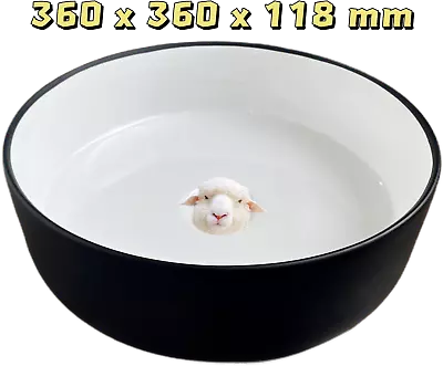 360x360x125mm Ceramic Bathroom Basin Sink Above Counter Round Basins Black White • $128