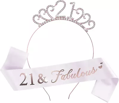 21st Birthday Sash And Crystal Tiara Birthday Crown 21st Birthday Gifts For Her • £6.59