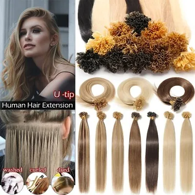 16-26Inch U Nail Tip Fusion Keratin Remy Hair Extensions Human Hair 50/100S • $56.04