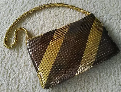 Malini M Shoulder Bag Purse Glittery Paillettes Evening Gold Brown RARE Y2K Vint • $99