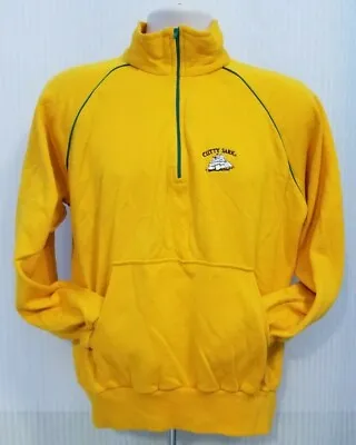 Vintage CUTTY SARK SCOTCH Yellow 3/4 Zip Pullover Sweatshirt - Size M - EUC  *B3 • $36