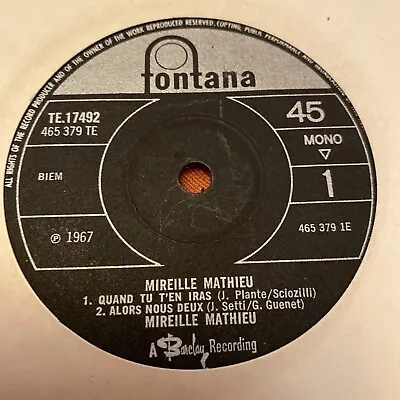 Mireille Mathieu - Quand Tu T'en Iras  7  Vinyl Ep 1967 Fontana Uk • £4.99
