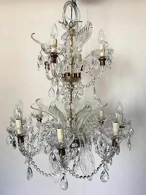 Antique Italian Venetian Crystal Light Ceiling Pendant Chandelier Glass (TA366) • £1850