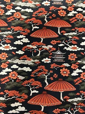 Japanese Tradition Flowers Floral 100% Cotton Fabric. Per Metre • £5.99