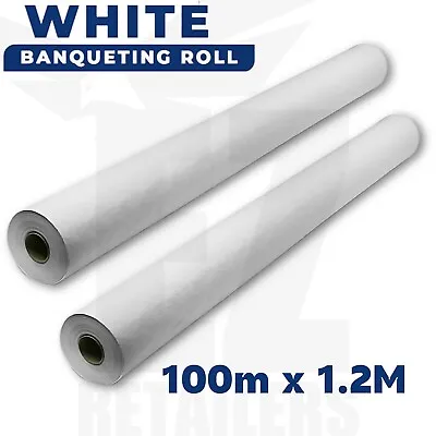 100m - White Banquet Roll Paper Table Cover Cloth Wedding Buffet Dinner Party • £22.99