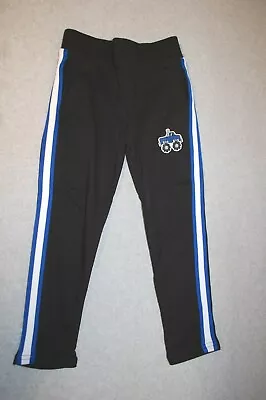 Boys BLACK KNIT SWEATPANTS Blue White Side Stripes MONSTER TRUCK Pockets SIZE 10 • $16