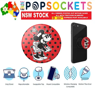 $24.50 • Buy PopSockets Grip Pop Socket Disney Minnie Mouse Polka Dots Stand Phone Holder Car