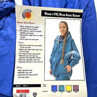 Vintage Pro Rainer PVC / Nylon Acadia Rainsuit Women's M - Jacket & Pants Blue • $152.86