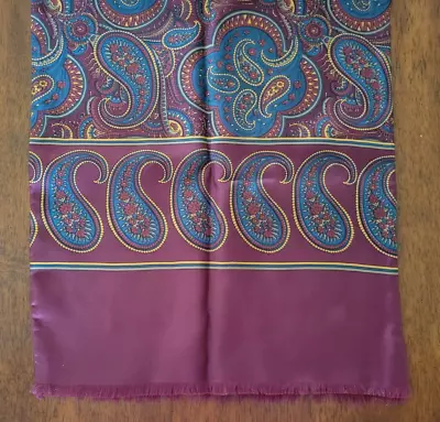 Christian Dior Monsieur Silk Wool Scarf Paisley Burgundy Teal Gold • $49.95