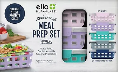 Ello Glass 3.4 Cup 27 Ounce Duraglass Food Storage Meal Prep Container Set • $34.76