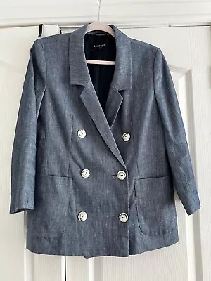 Ladies M&S Blue Linen Blazer Size 10    12  Oversized • £17