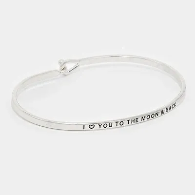 Message Bracelet Thin Hook Bangle I Love You To The Moon And Back SILVER • $12.99