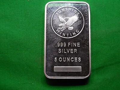 5 Troy Oz Sunshine Mint .999 Fine Silver Bar • £137.77