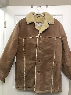 WILSONS M.JULIAN VTG Brown Suede Leather Shearling Sherpa Lined Jacket Coat L • $65
