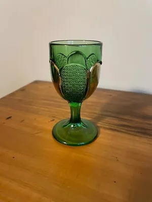 Vintage Green And Gold Small Glass Goblet 4 In. Tall • $9