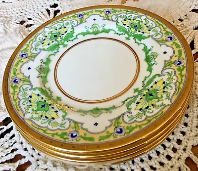 Rare Set Of 4 Antique Minton For Tiffany Polychrome Gold Encrusted Plates • $680