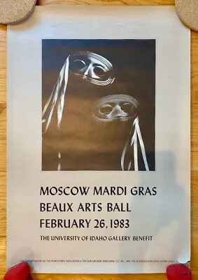 1983 University Of Idaho Moscow Mardi Gras Beaux Arts Ball Poster • $12.90