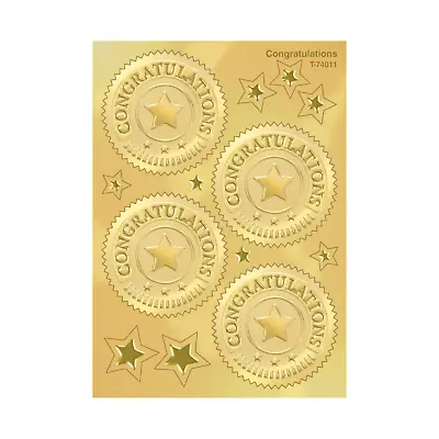 Embossed Gold Certificate Stickers (Congratulations) - School Teacher Rewards • £4.01