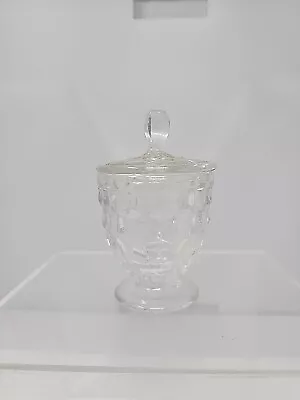 Crystal Fostoria Glass Cubist Covered Mustard Condiment Jar Jam Pot With Lid • $29.95