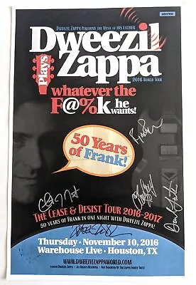 50 Years Of Frank Zappa 2016 Cease & Desist Tour Poster SIGNED By Dweezil +5! • $79.99