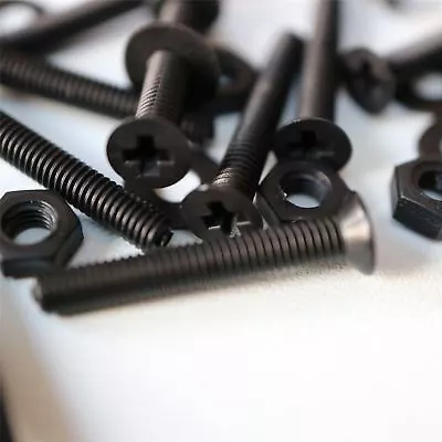 £14.69 • Buy 20x Black Countersunk Plastic Nuts & Bolts, Washers, M3 X 20mm, Anti-Corrosion