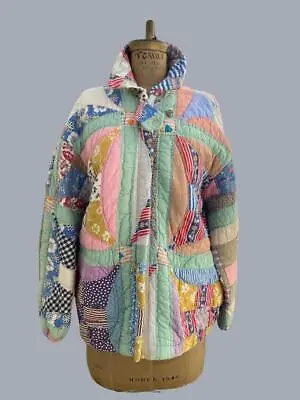 Patchwork 9 Patch Curve Variation Vintage Jacket Coat Upscaled Handpieced S/M • $195.99