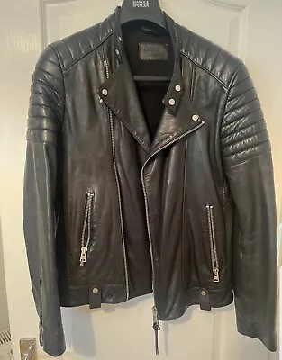 All Saints Jasper Leather Jacket Size Small Rrp £349 • £75