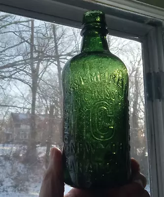 HOTCHKISS SONS CONGRESS WATER SARATOGA 1860s BUBBLY GREEN MINERAL WATER BOTTLE • $130