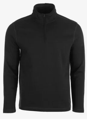 Eddie Bauer Mens Large Long Sleeve 1/4 Zip Pullover Mock Turtle Neck Shirt BLACK • $21.84